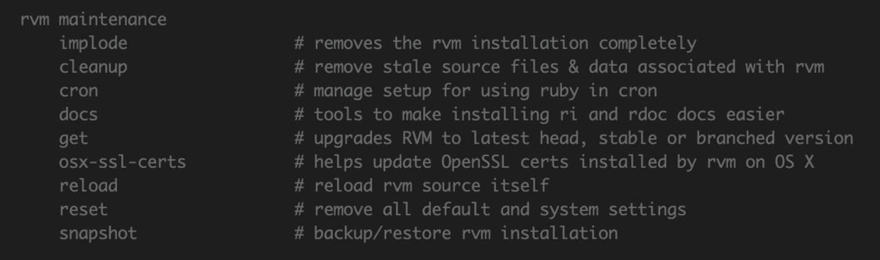 rvm -h