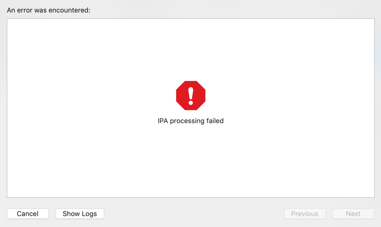 IPA processing failed